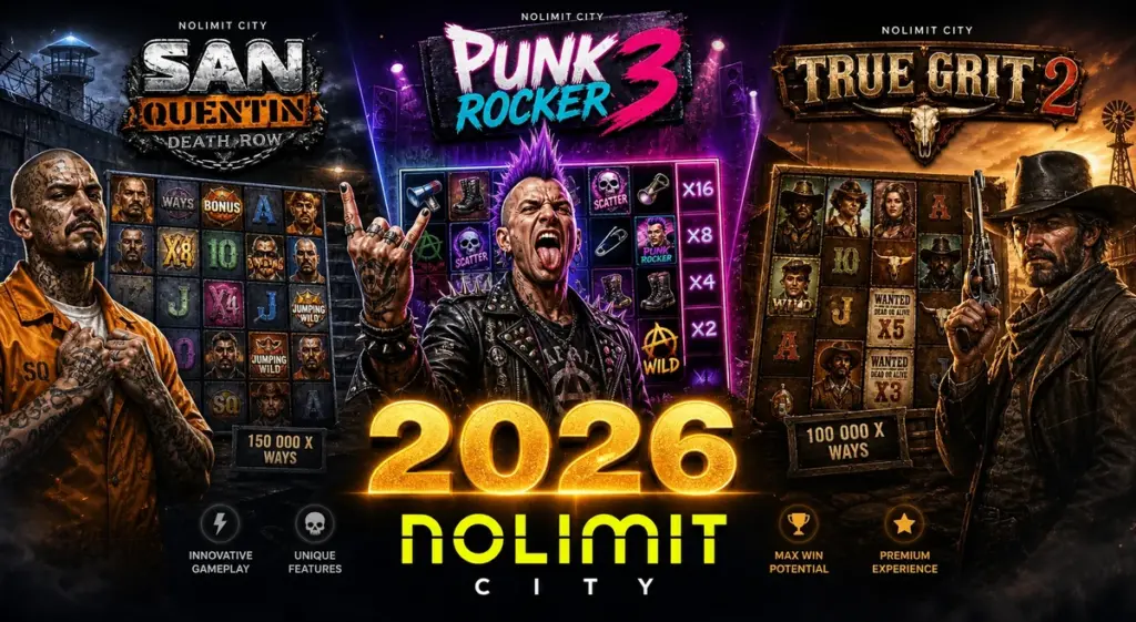 Nolimit City Sloty 2026 — Punk Rocker 3, San Quentin, True Grit 2
