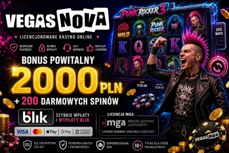 VegasNova i Punk Rocker 3 — 2000 PLN + BLIK (Licencja MGA)