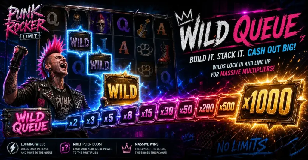 Wild Queue Punk Rocker 3 — Mechanika z mnożnikiem x1000