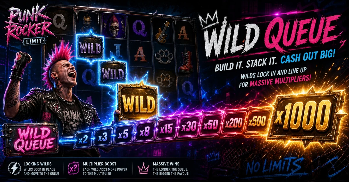 Wild Queue w Punk Rocker 3 — mechanika z narastającymi mnożnikami do x1000