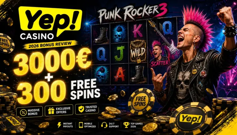 YEP Casino i Punk Rocker 3 — Recenzja, Bonus 3000€ + 300 FS