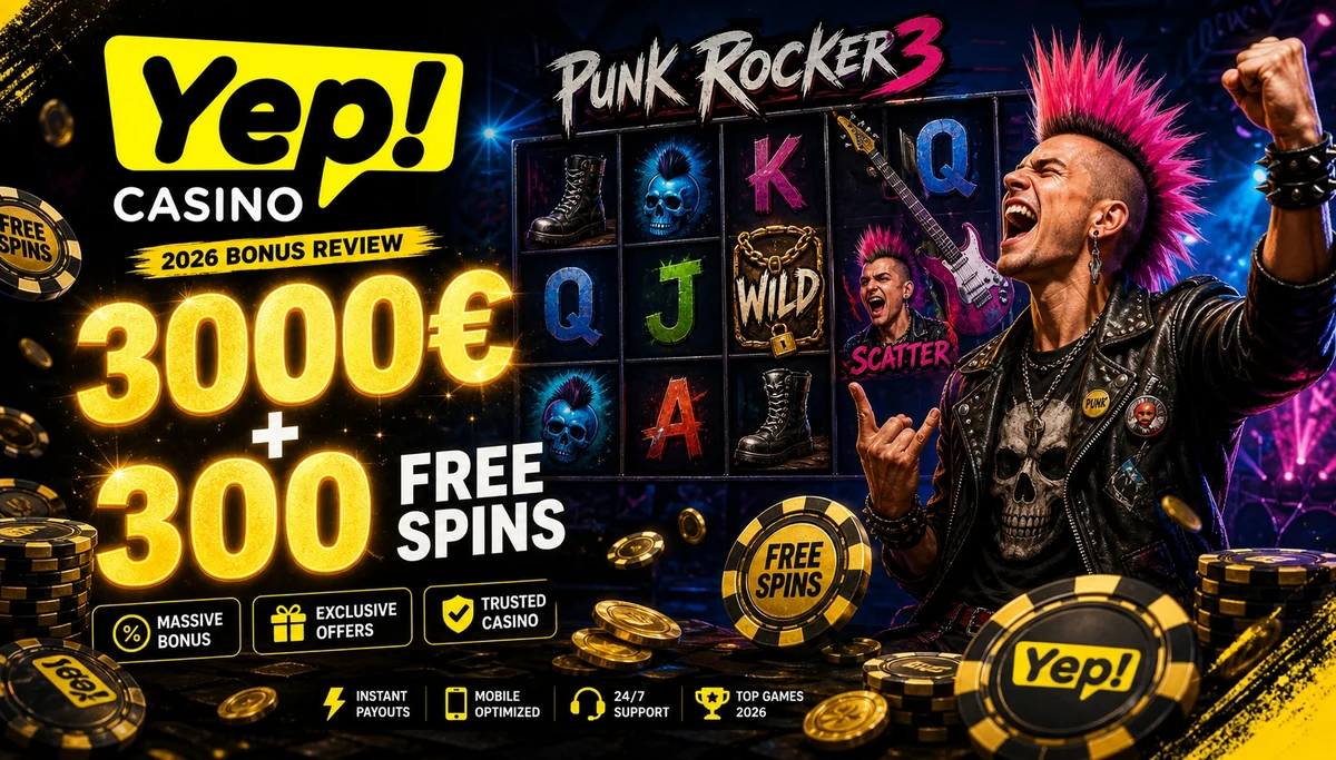 YEP Casino — bonus 3000€ + 300 darmowych spinów na Punk Rocker 3